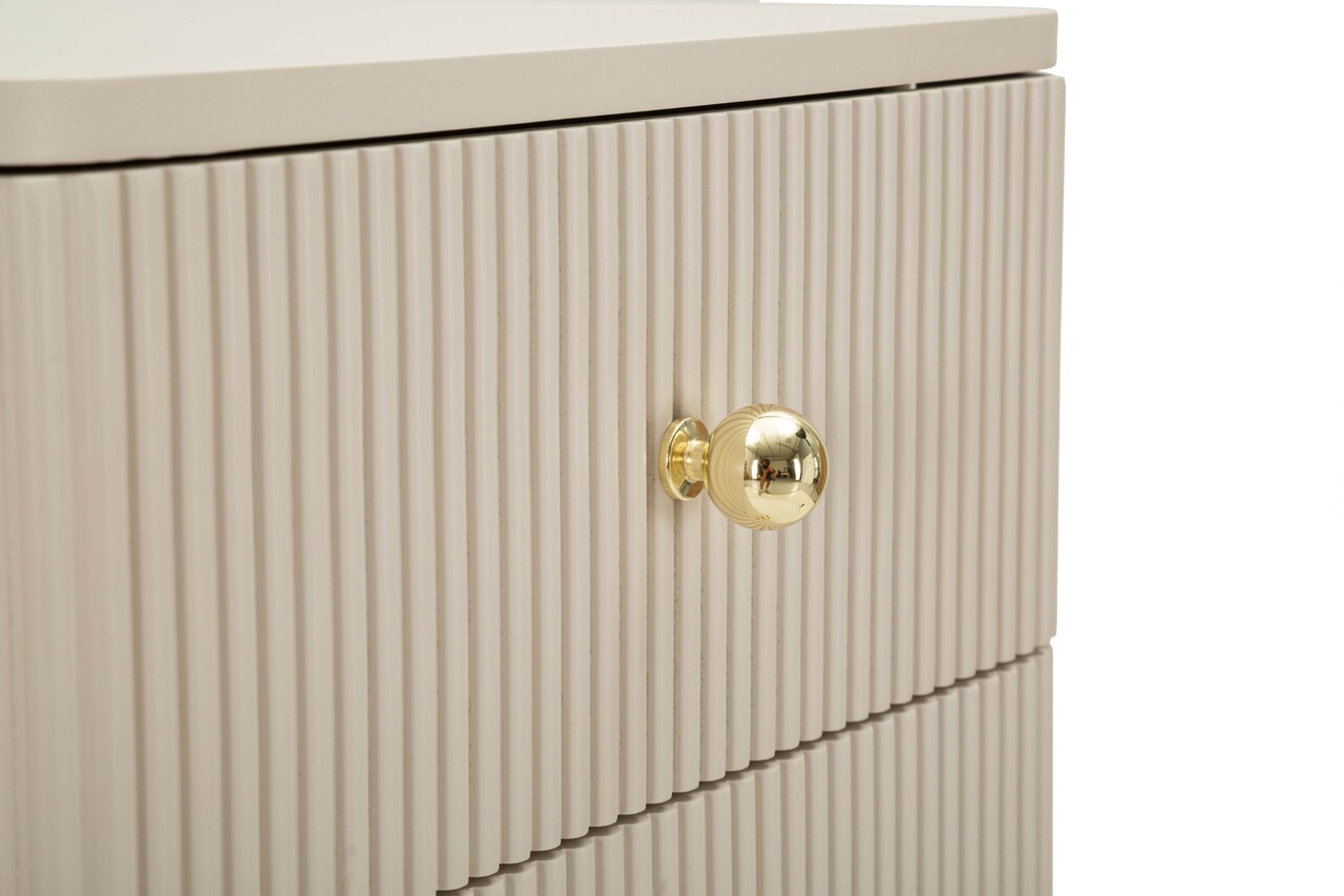 Comoda cu 5 sertare, Mauro Ferretti, Shy, 37.5x34x89 cm, lemn de pin, alb/auriu - imagine 4