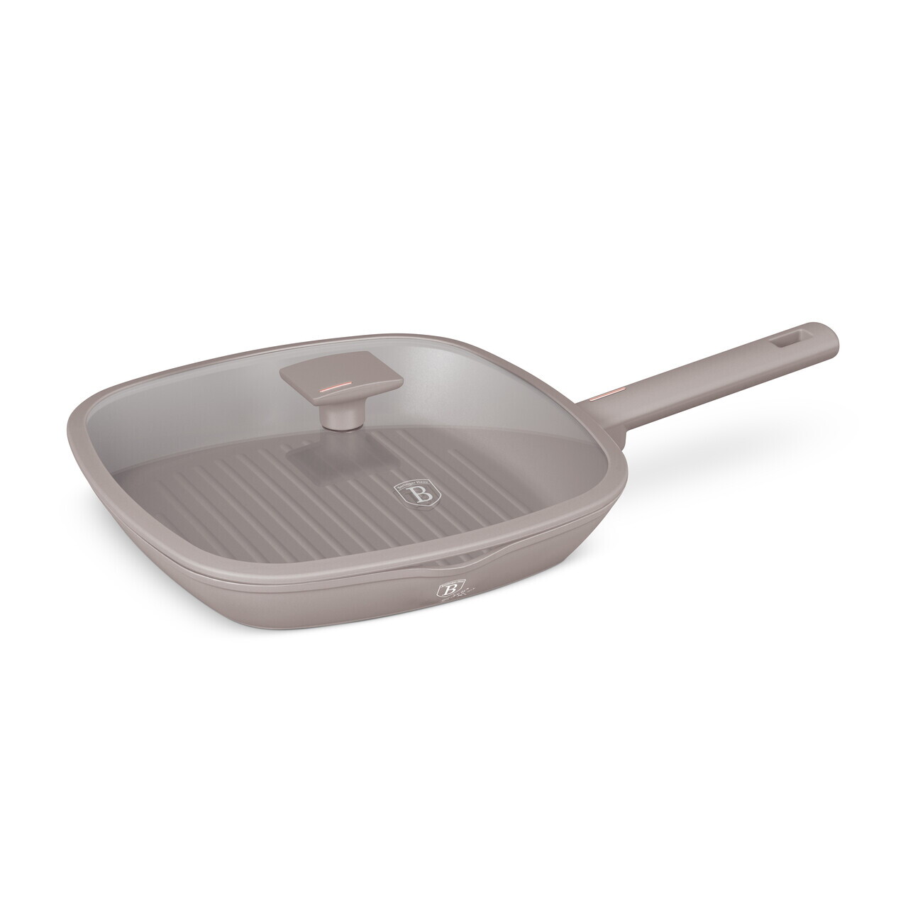 Tigaie grill cu capac Berlinger Haus, Taupe, 28 cm, 2.1 L, aluminiu forjat, taupe mat - imagine 6