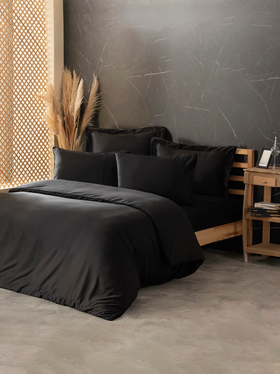 Lenjerie de pat dubla, Silky - Black, Cotton Box, Lyocell/Bumbac
