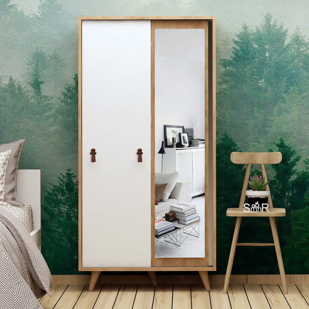 Dulap pentru haine, Mod Design, Yahha, 100x190x60 cm, Stejar / Alb - 1 | YEO