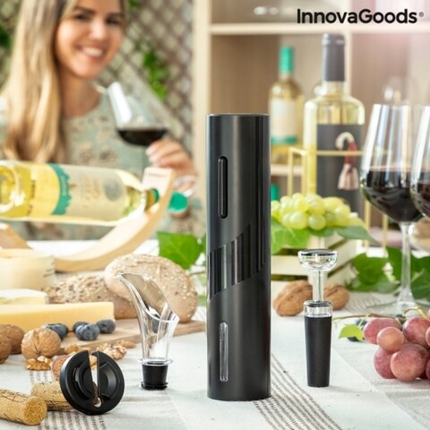 Tirbuson electric cu accesorii pentru vin Corking InnovaGoods, Ø4.8×23.3 cm InnovaGoods