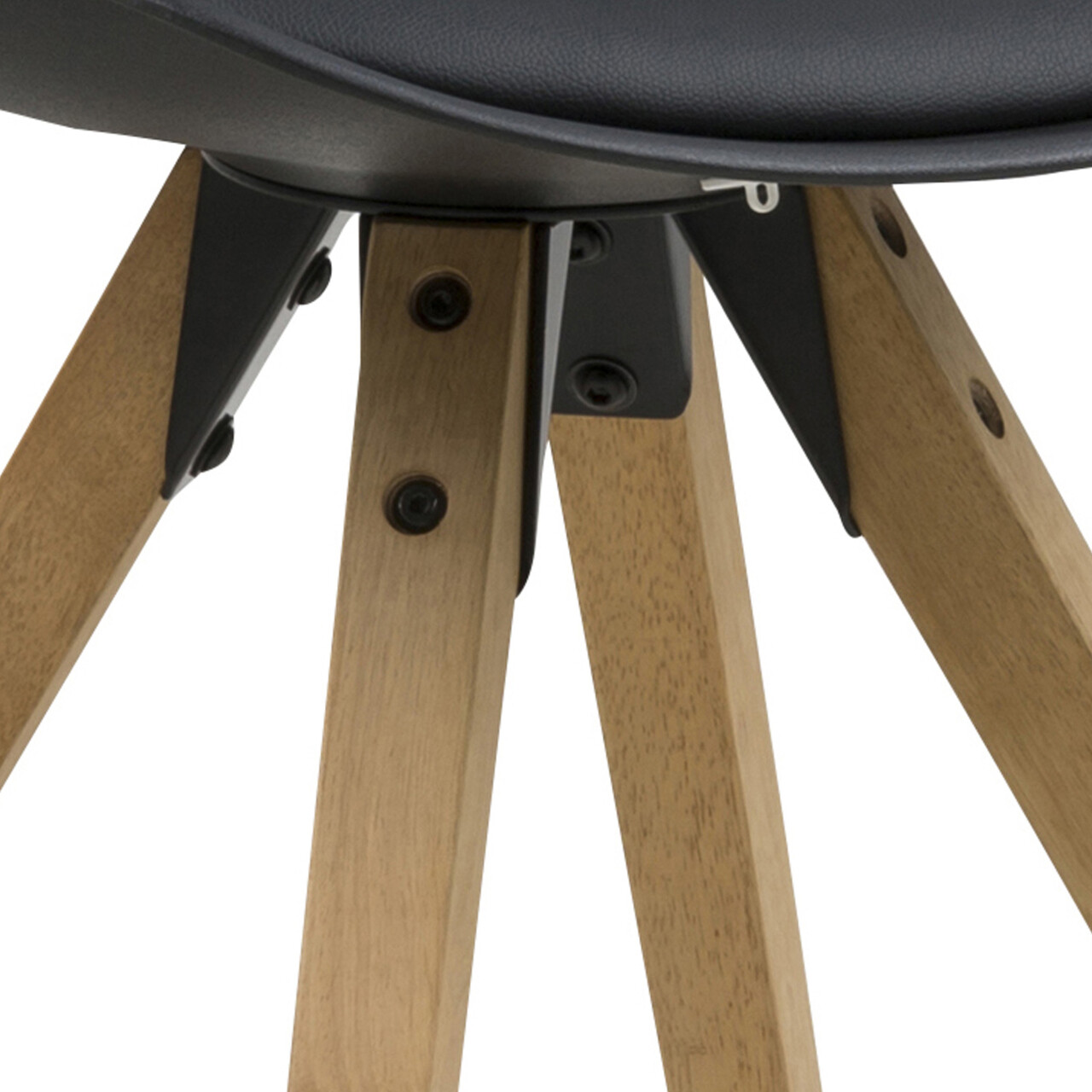 Scaun Dima, Actona, 48.5x55x85 cm, piele ecologica/lemn de cauciuc, negru/natural - view 4