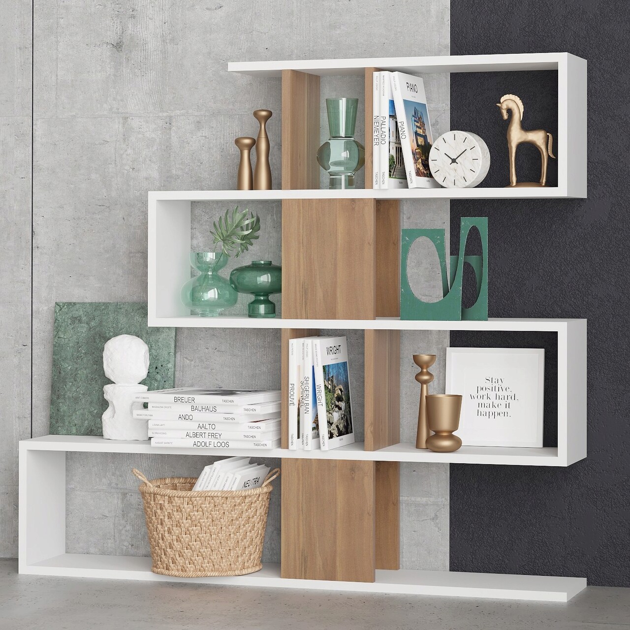 Corp biblioteca, Elegance, Karlin, 120x109x20 cm, Alb/Maro - 2 | YEO