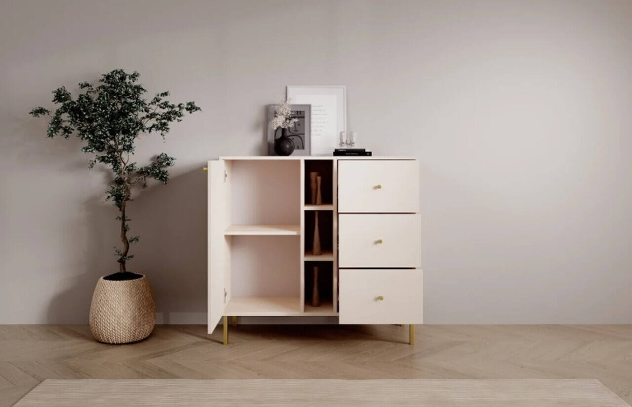 Comoda ADRK, Tili 1D 3S 3P, 100.2x40.8x95 cm, PAL laminat, bej — imaginea 6