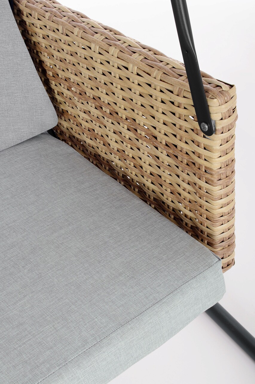 Balansoar de gradina 3 locuri Easy, Bizzotto, 210x138x182 cm, otel/tesatura Oxford, natural/gri