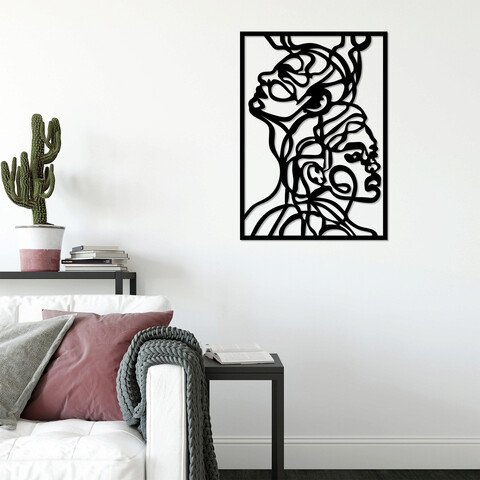 Decoratiune de perete, inner, metal, dimensiune: 60 x 85 cm, negru