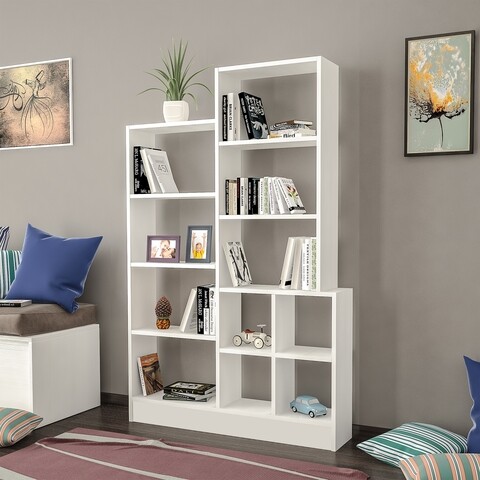 Biblioteca Raffline, 120.2x22x160.8 cm, PAL, alb 120.2x22x160.8