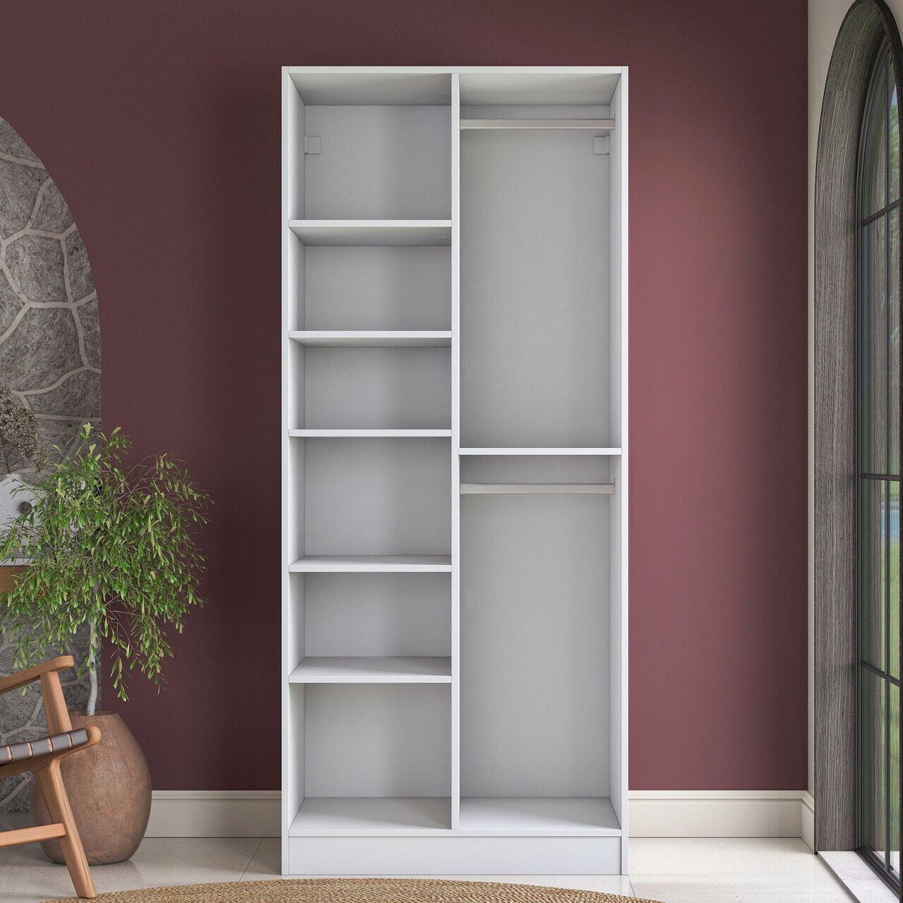 Dulap pentru haine, Hanah Home, BA221, 90x210x57.5 cm, PAL melaminat, Alb - view 8