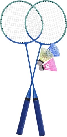 Set badminton pentru plaja, 5 piese, metal, albastru Excellent Houseware imagine noua 2022