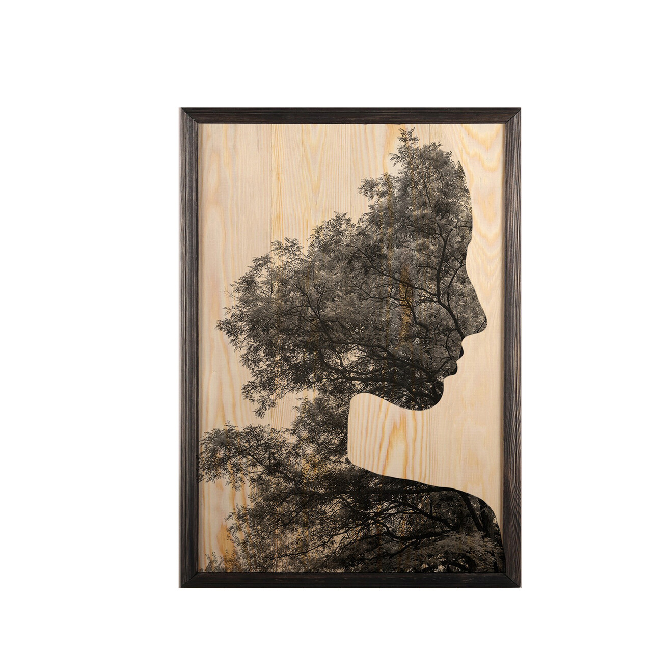 Tablou decorativ, Woman Forest, Lemn, Lemn, Multicolor - 1 | YEO