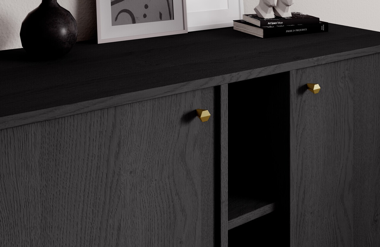 Comoda ADRK, Tili 2D 2S 2P, 100.2x40.8x95 cm, PAL laminat, negru — imaginea 5