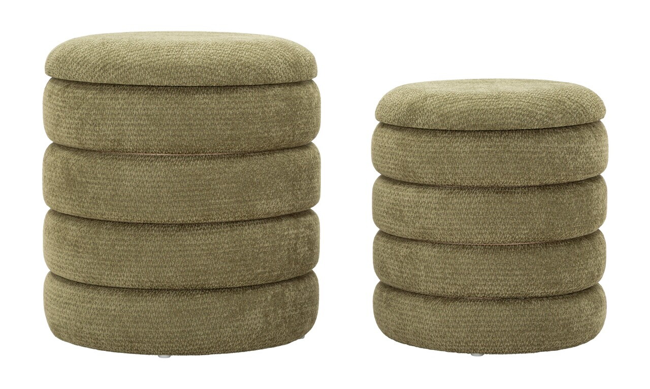 Set 2 taburete cu spatiu de depozitare, Mauro Ferretti, Nordic Style, 44x47 cm, poliester/MDF, verde — imaginea 8