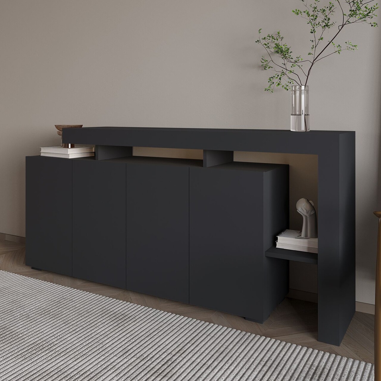 Consola, Hanah Home, Beliz, 170x80x35 cm, Antracit - view 5