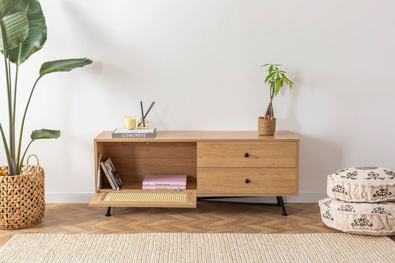 Comoda TV, Hanah Home, Nala 140, 140x55x40 cm, Natural - imagine 3