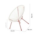 Scaun pentru gradina Acapulco, 70 x 80 x 85 cm, otel/ratan sintetic, alb/rosu