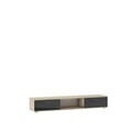 Comoda TV ADRK, Sella, 176x40x28 cm, PAL laminat, negru lucios/sonoma