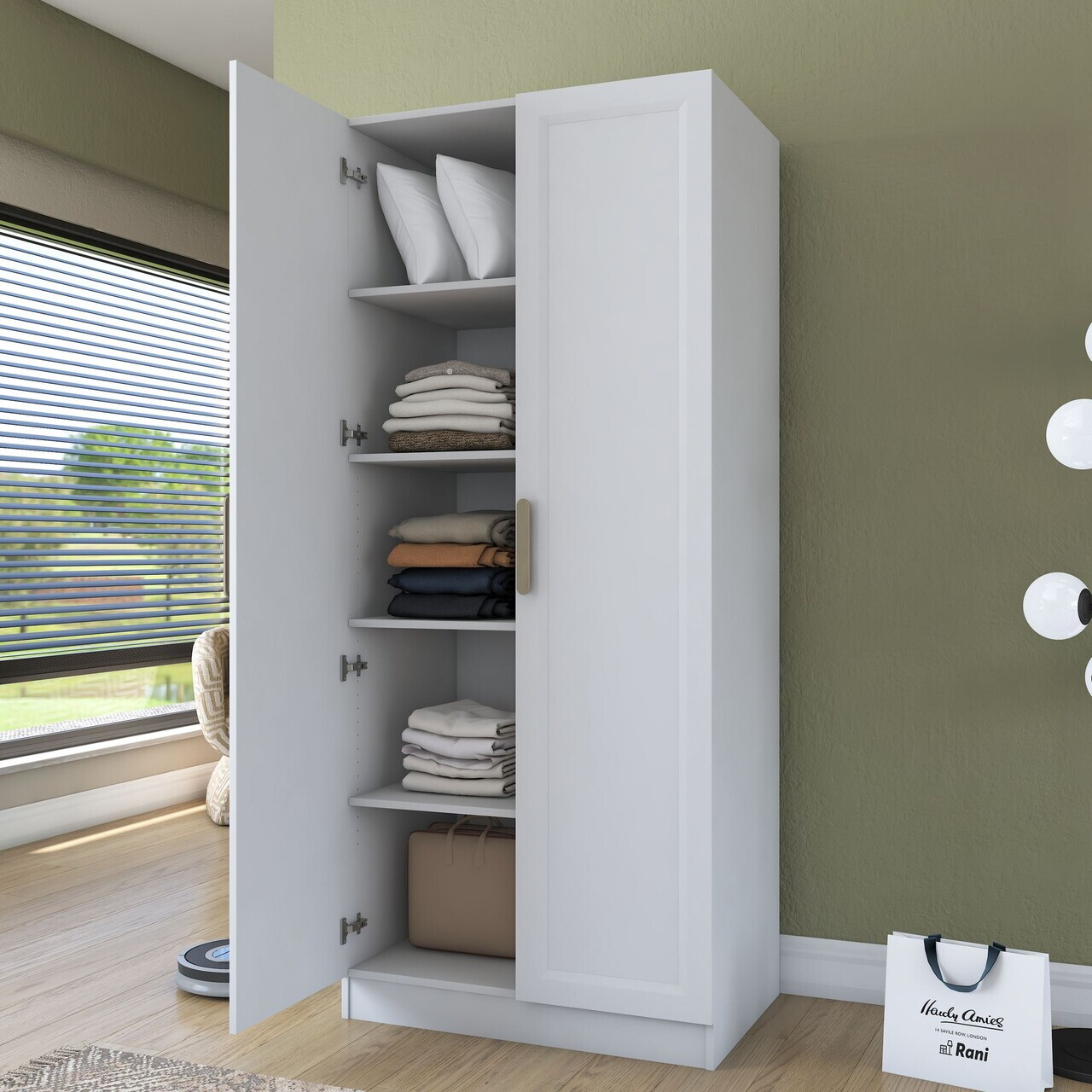 Dulap pentru haine, Hanah Home, BA202, 90x210x57.5 cm, PAL melaminat, Alb - view 5