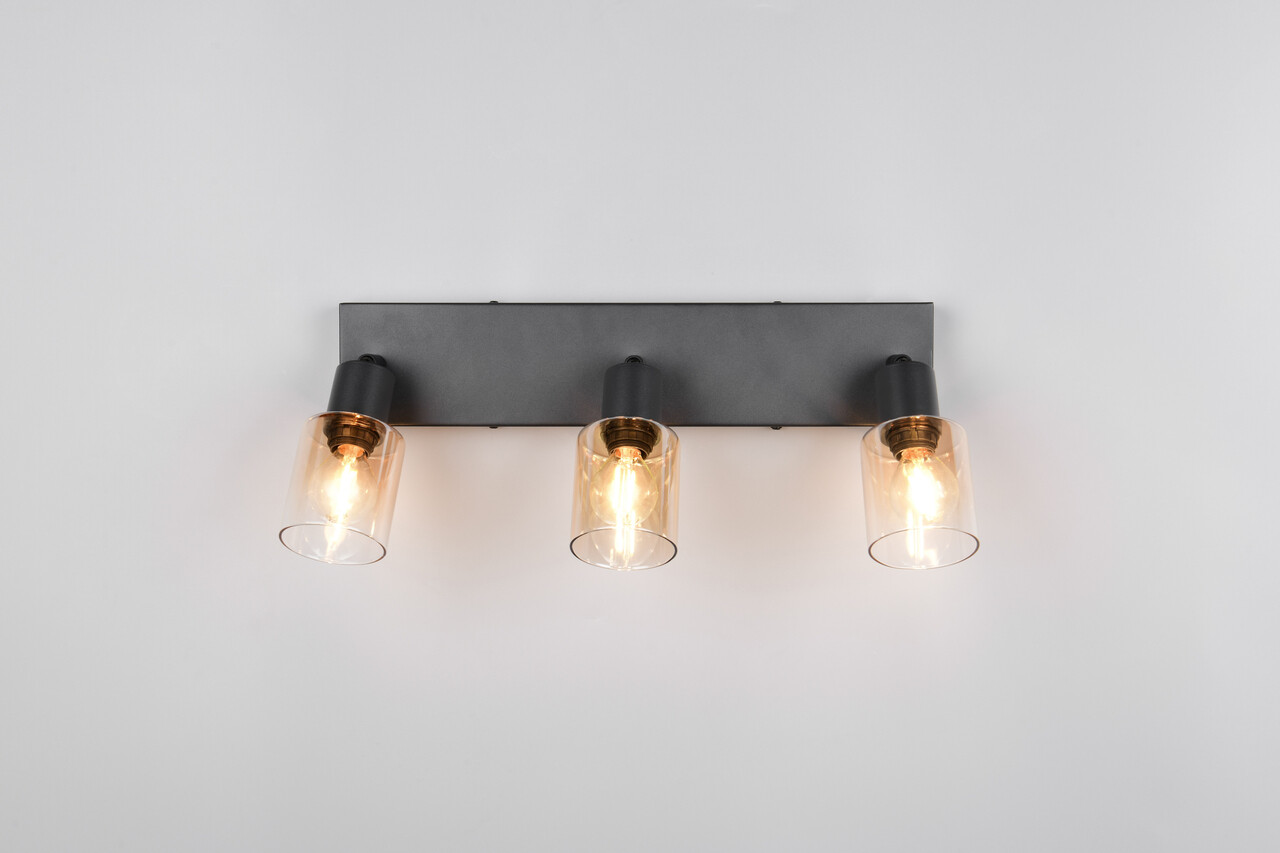 Plafoniera Cadiz, RL, 42.5x8.5x17 cm, 10W, 3x E14, metal, negru mat - 2 | YEO