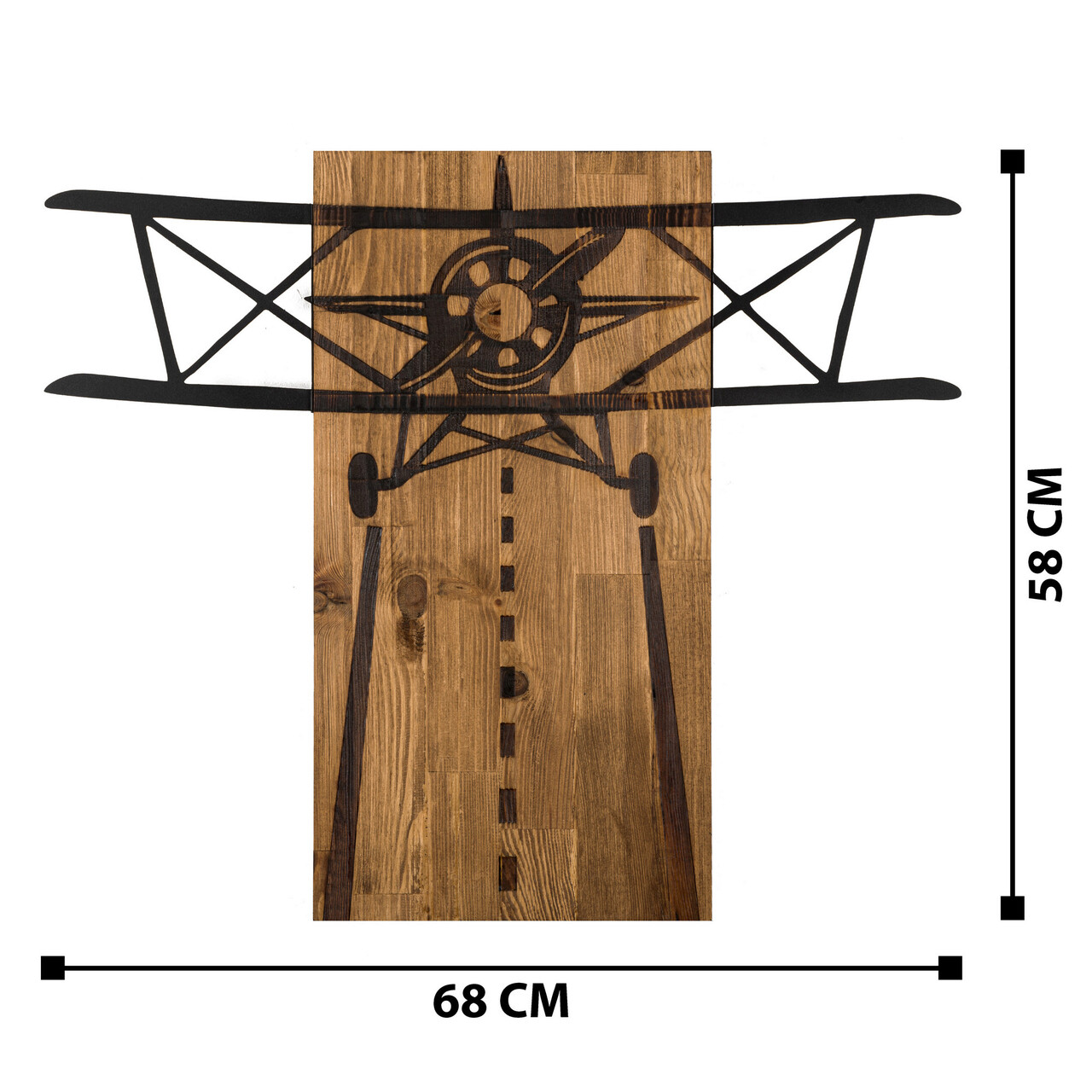 Decoratiune de perete, Vecivi, lemn/metal, 68 x 58 cm, negru/maro