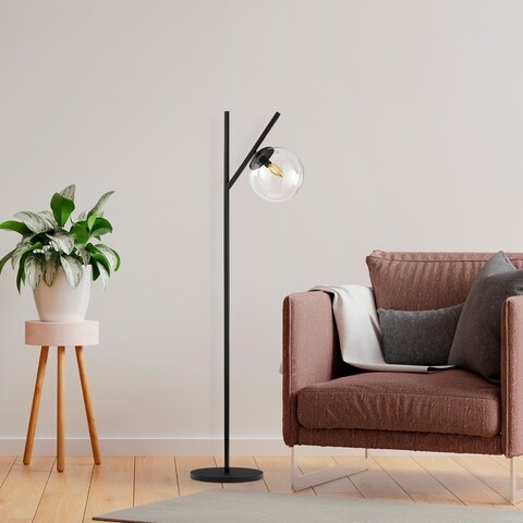 Lampadar, fork - 13027, fulgor, 31 x 45 x 152 cm, 1 x e14, 40w, negru