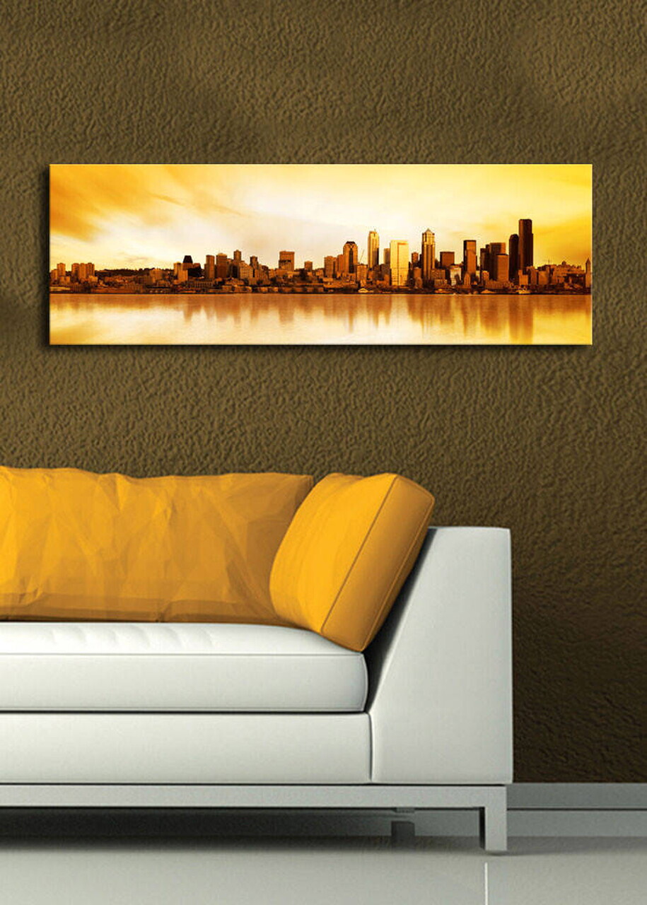 Tablou decorativ cu lumina LED, 3090DACT-17, PÂNZĂ DIN PIELE ÎNTOARSĂ, 30 x 90 cm, Multicolor — imaginea 2