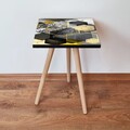 Masuta, Leona, Shp162, 35x42x35 cm, Negru / Auriu / Gri