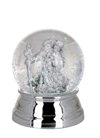 Glob de zapada, Hermann Bauer, Santa Claus, 10 x 8 cm, polirasina, argintiu/alb