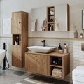 Set Dulap de Baie cu Chiuvetă și Oglindă (3 Piese), Hanah Home, 2487, MDF, Maro