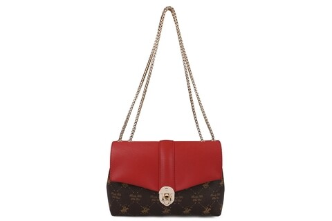 Geanta Beverly Hills Polo Club, 623, piele ecologica, maro/rosu
