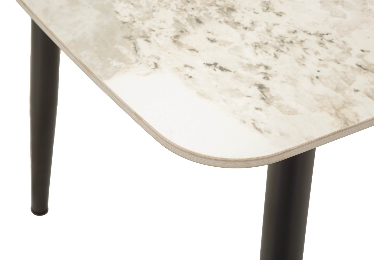 Masa dining, Mauro Ferretti, Josh, 138x78x76 cm, metal/ceramica, negru/alb - imagine 2
