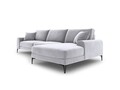 Coltar dreapta, Madara, Mazzini Sofas, 5 locuri, black legs, 254x182x90 cm, catifea, argintiu