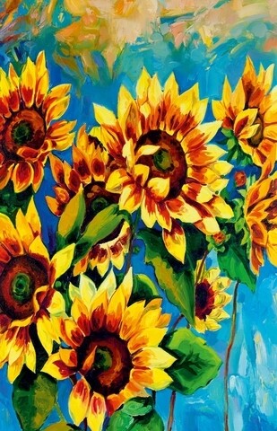 Tablou decorativ Sunflowers 2, Homemania, 45x70 cm, lemn de pin/poliester