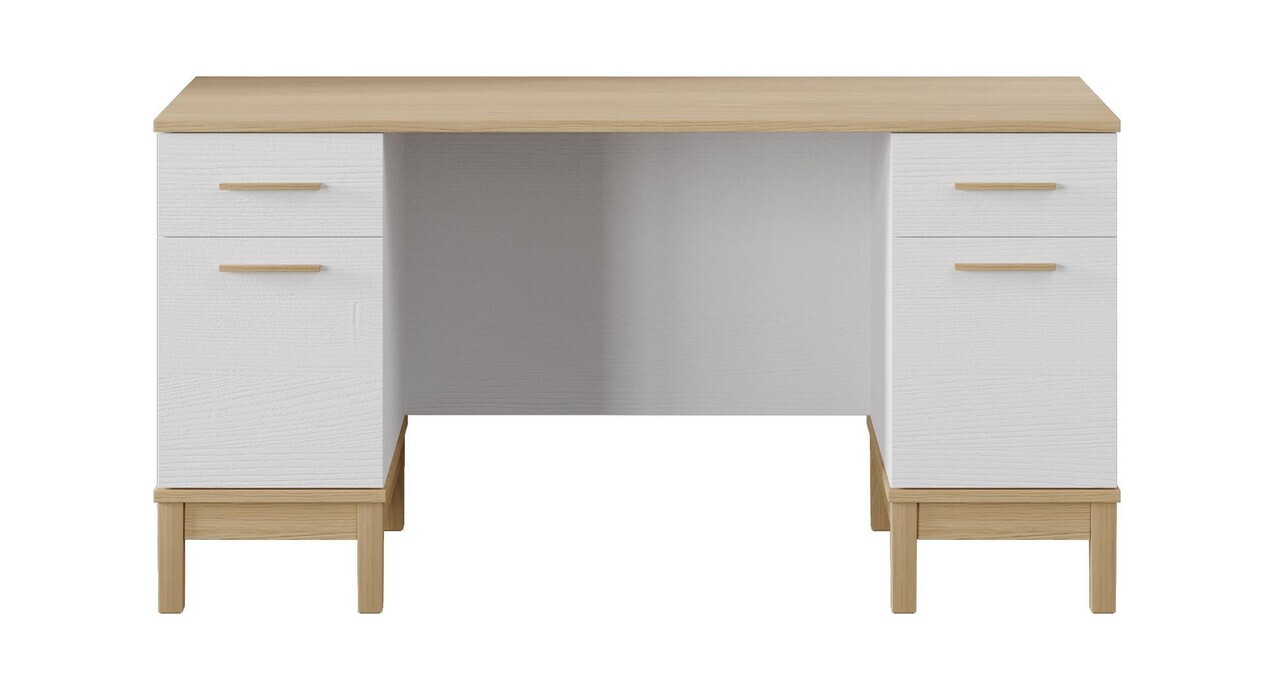 Birou, Hanah Home, Etto, 150x77.15x65 cm, PAL MELAMINAT, Lemn / Stejar alb — imaginea 5