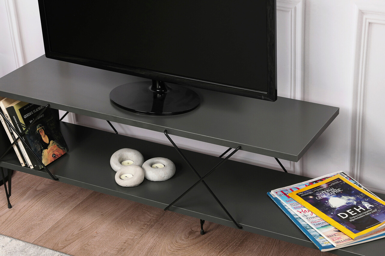 Comoda TV, Kalune Design, Street, 120x40x30 cm, Antracit - 2 | YEO