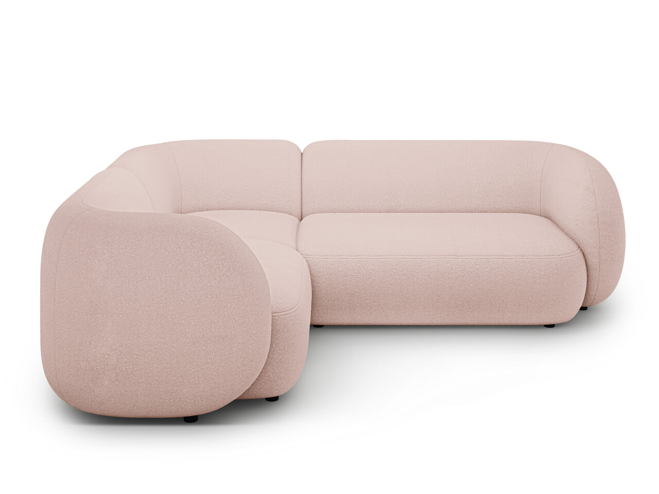 Coltar stanga 4 locuri, Kate, Micadoni, 252x220x76 cm, tesatura boucle, roz pudra - 1 | YEO