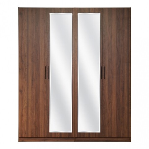 Dulap cu 4 usi si oglinda, bryan, 182 x 60 x 216 cm, pal/sticla, maro