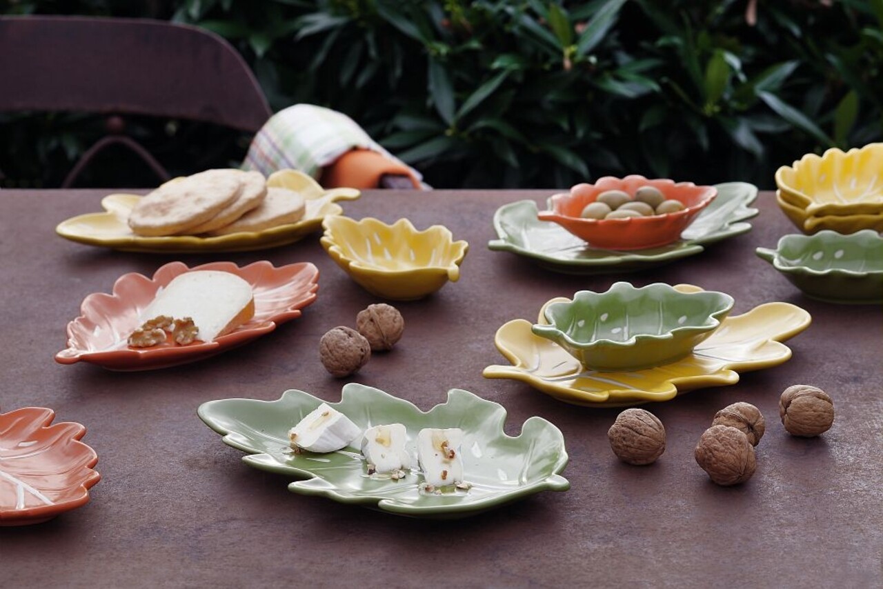 Platou pentru servire, Tognana, Foglie, 25 x 17 x 3 cm, portelan, galben