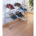 Suport extensibil pentru 10 perechi de pantofi Wenko, 23 x 62 x 35 cm, metal/polipropilena, gri cromat