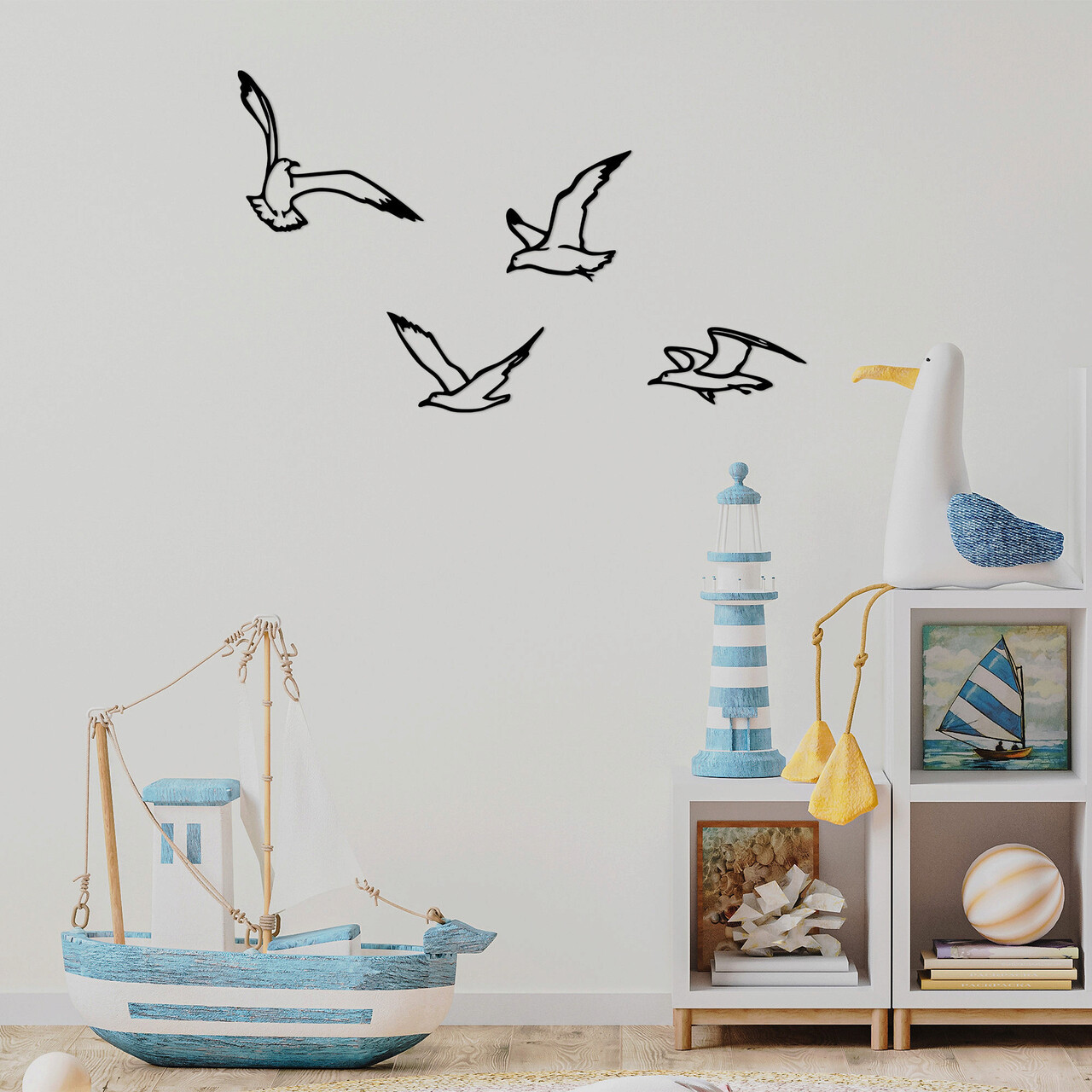 Decoratiune de perete, Birds Sorty, 19 x 1,5 x 9 cm, Negru