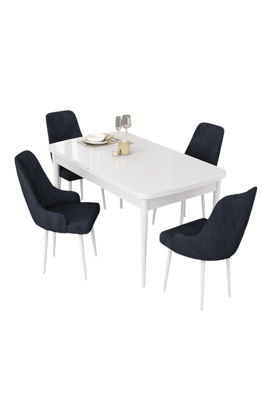 Set masa extensibila si scaune (5 piese), Hanah Home, Eta, Alb / Antracit — imaginea 2
