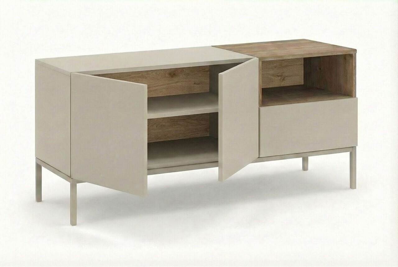 Comoda TV, Hanah Home, Cailin 140, 140x55x41.8 cm, PAL, Santstone / Stejar Sepet — imaginea 4