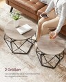 Set 2 masute de cafea, Vasagle, Vintage Flair, blat detasabil, 50x40 cm/40x36 cm, PAL/otel, gri/negru