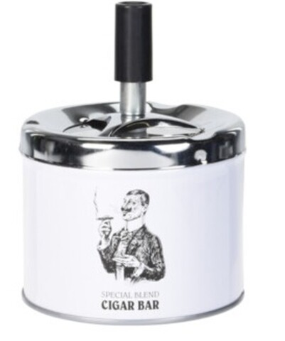 Scrumiera Cigar Bar, 9×12 cm, metal, alb/negru
