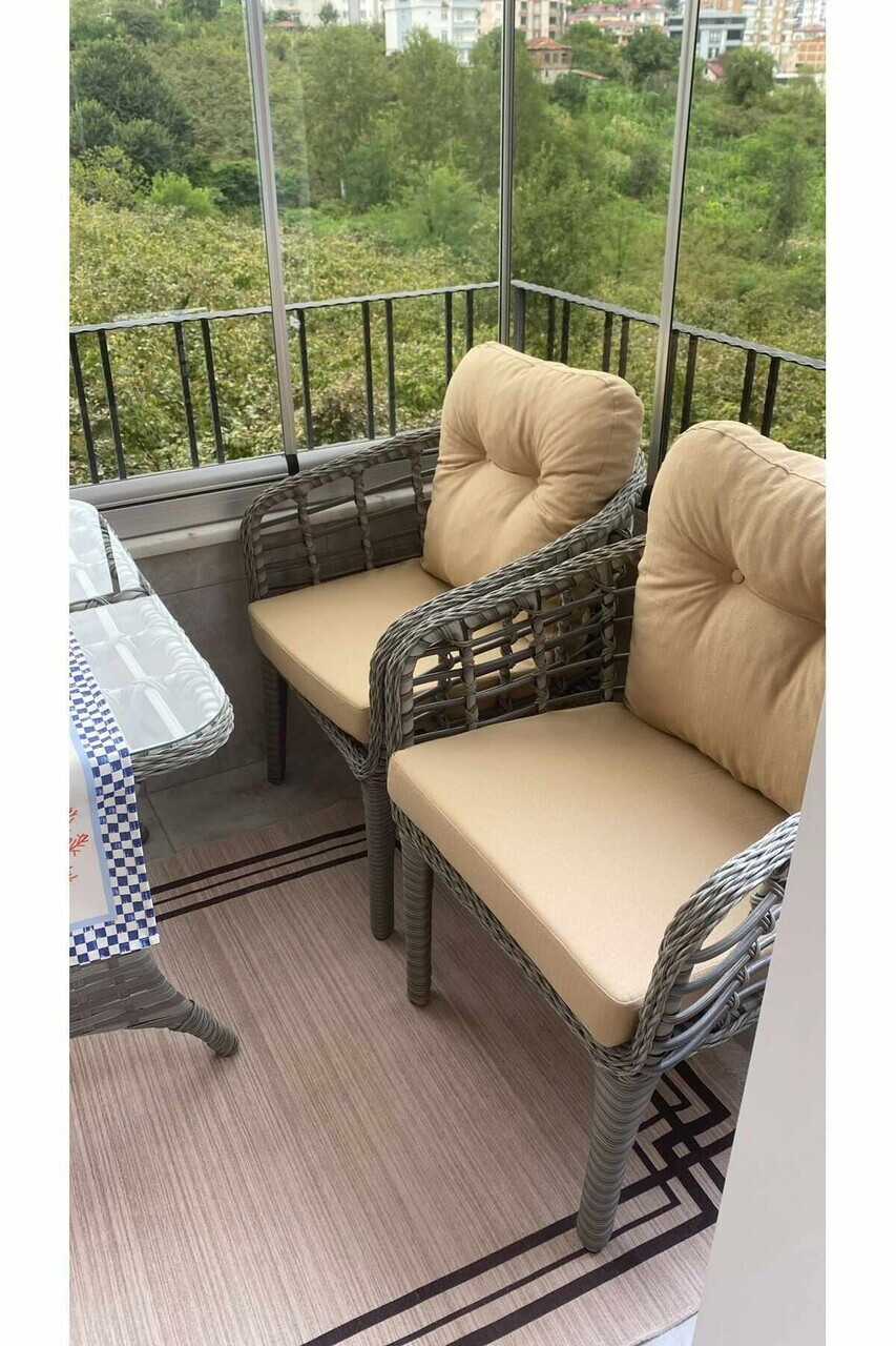 Set mobilier de gradina, Hanah Home, Manolya, ALUMINIU, Bej / Gri - view 4