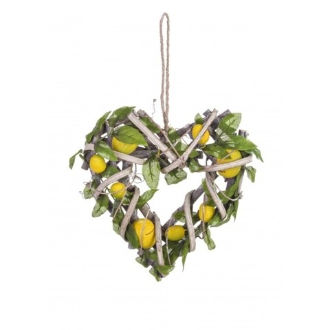 Decoratiune suspendabila, Lemons Heart, Bizzotto, 22×23 cm, ratan/plastic Bizzotto