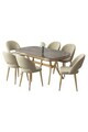 Set masa si scaune (7 piese), Hanah Home, Jita, Antracit / Auriu / Crem