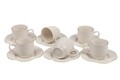 Set 6 cesti + 6 farfurii, Kutahya Porselen, MLN12KT14R520, 50 ml, portelan, crem/auriu