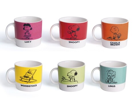 Set 6 cesti de cafea, Peanuts Snoopy, Excelsa, 100 ml, portelan