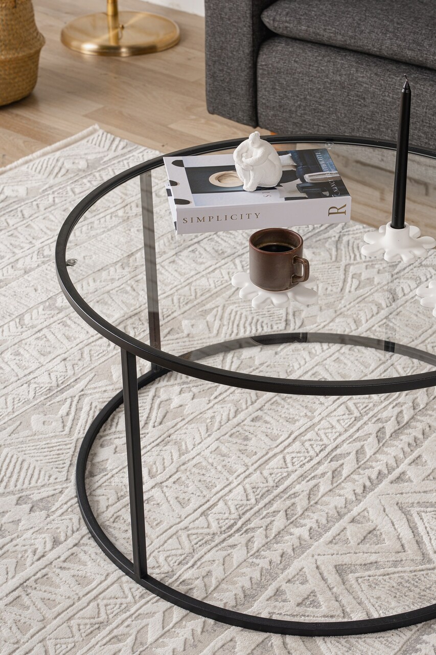 Masuta de cafea, Caliente, Berlin, 80x45x80 cm, Sticla temperata, Negru - 2 | YEO