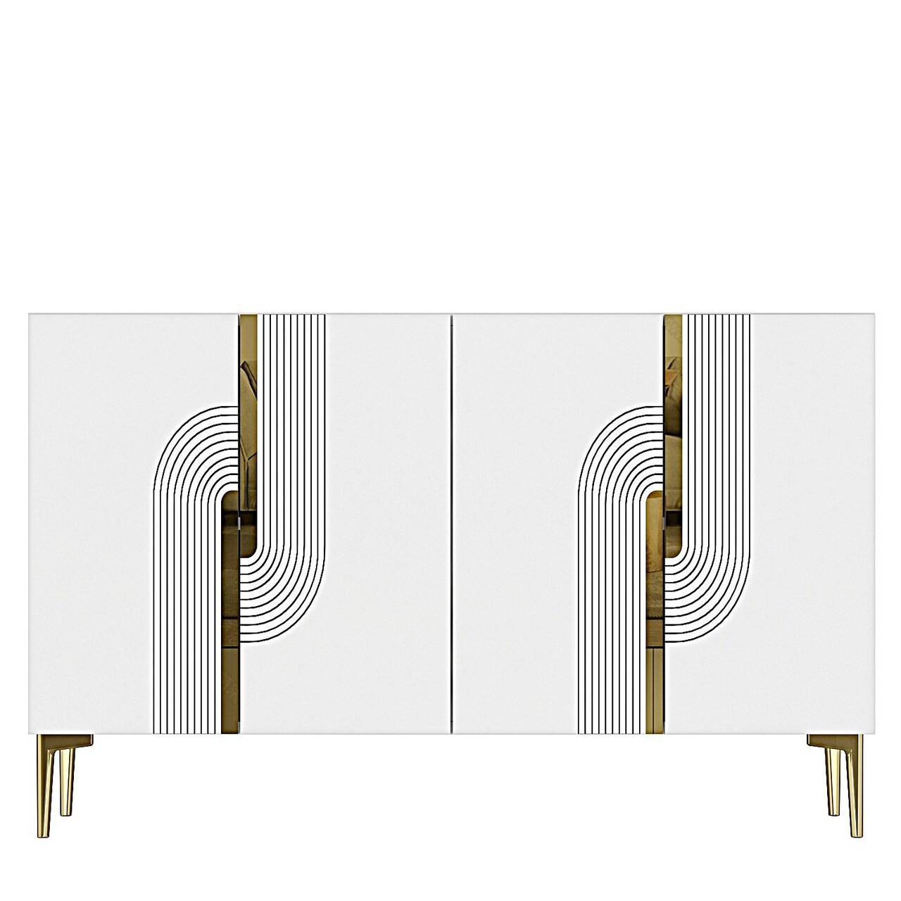 Consola, Hanah Home, Meyra 120, 120x75x32 cm, Alb/Auriu - view 7